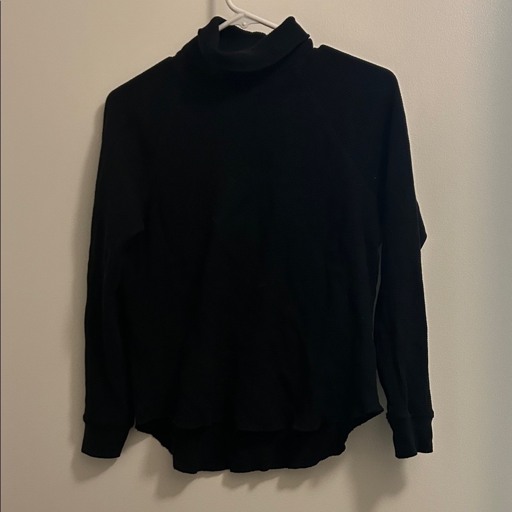 Everlane Black Waffle Knit Pullover